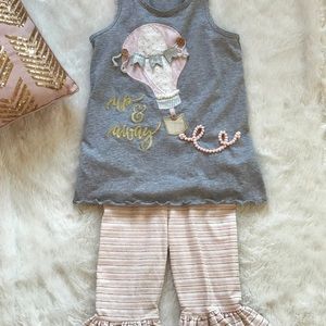 Girls Mud Pie Up & Away Tank + Ruffle Capri Outfit